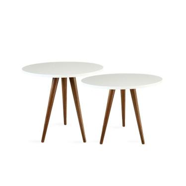 Imagem de Conjunto Mesa Lateral De Canto Tripé Branco