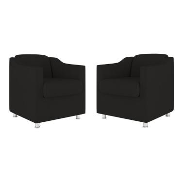 Imagem de Kit 02 Cadeiras Poltronas Decorativas Recepção Clinica Suede Cor:preto