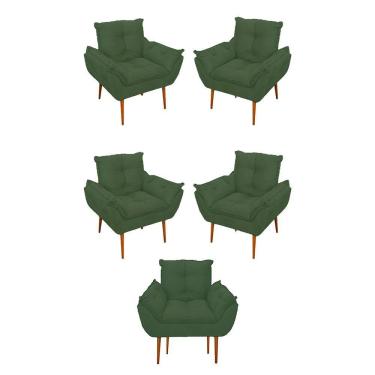 Imagem de Kit 05 Poltrona Opala Sofá Sala, Quarto, Escritório Suede Cor:verde