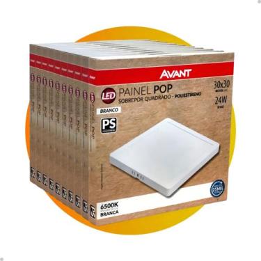 Imagem de Kit 10x Painel Plafon Led 24w Sobrepor 6500k Avant Cor Branco