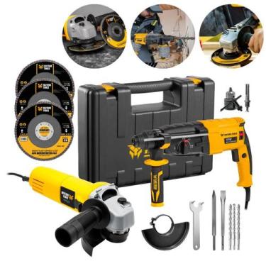 Imagem de Martelete Rotativo 820W com Esmerilhadeira Angular 115mm e Acessórios 