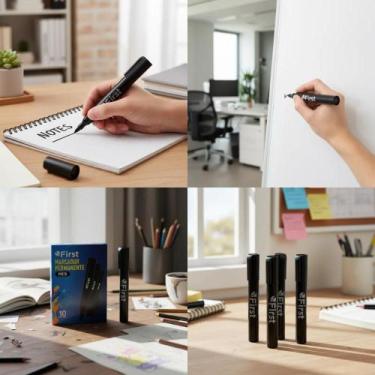 Imagem de Kit 10 Marcador Permanente Materiais Escritórios Escolares Volta Aula 