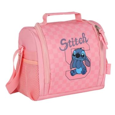 Imagem de Lancheira Térmica Stitch Escolar Infantil Transversal Rosa