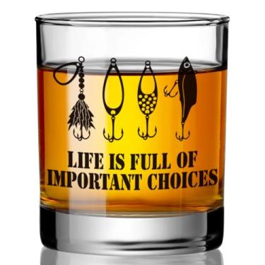 Imagem de Presentes de pesca legais para vovô, homem, sogro, cunhado, a vida é cheia de escolhas importantes, copo de uísque, Natal, aniversário, dia dos pais, presente de pescador para amigos-wh24