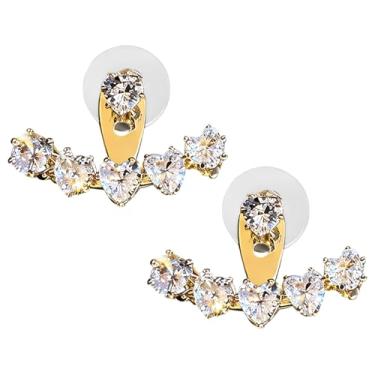 Imagem de Brincos de titânio F136 com zircônia em forma de coração, design de argola aberta para mulheres