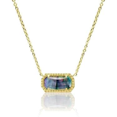 Imagem de DERDALN Colar de pedra preciosa rosa criada com pingente de coração para mãe, filha, namorada, joia significativa, presente, Banhado a ouro, Zircônia cúbica