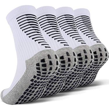 Imagem de JHM Pantufa infantil hospitalar com aderência esportiva para crianças jovens bebês meninos meninas, 4 pares brancos, 12-16 Anos