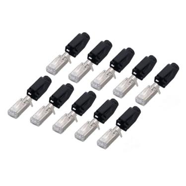 Imagem de Hyuduo Conector Tipo RJ45 de Montagem, Kit de Plugue Ethernet Industrial CAT6 Com Contatos Banhados a Ouro para Transmissão de Dados Em Alta Velocidade, Plugue Modular 8P8C para Cabeamento de