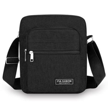 Imagem de Mochila masculina pequena com alça transversal portátil para uso ao ar livre NSDJB05, Preto, Clássico