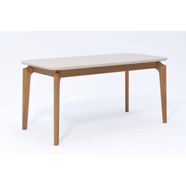 Imagem de Mesa De Sala Jantar Ficus C- Tampo Madeirado Vidro 160x80cm Carvalho-off White - Cimol
