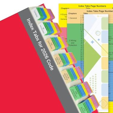 Imagem de Weprota Guias de código elétrico para NEC 2026, 140 peças laminadas e codificadas por cores para código elétrico nacional, com guia de fórmula/tabela de fios/adesivos de roda de lei de 2 Ohm/cartão de