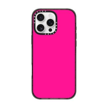 Imagem de CASETiFY Capa Impact para iPhone 16 Pro Max [proteção contra quedas de grau militar de 2,5 m 4X/compatível com Magsafe] - rosa neon simples - preto transparente
