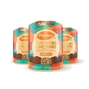 Imagem de Kit Lata Bombons Sortidos Flormel Zero Açúcar Com 3 Unidades-Unissex
