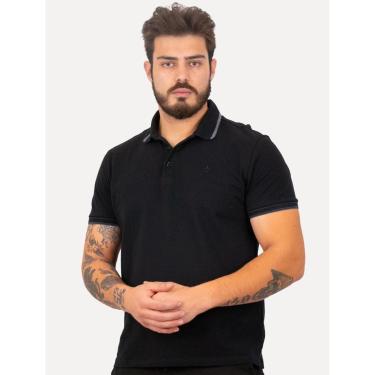 Imagem de Polo Dudalina Masculina Piquet Gola Frisos Degrade Preta-Masculino