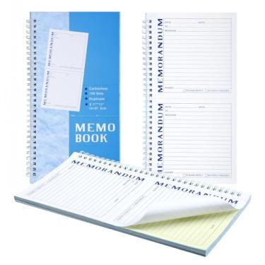Imagem de Eaasty Pacote com 3 livros de memorando, sem carbono, 2 partes, encadernação espiral duplicada com bloco de notas portátil removível adequado para escritório ou escola