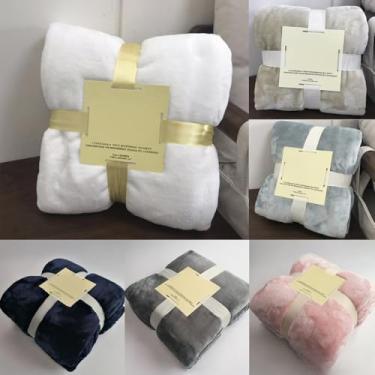 Imagem de Manta de Flanela Fleece Macia Plush Cama Sofá Capa Confortável Quente Bedspread Sólido