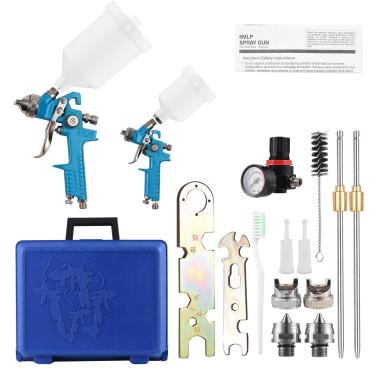 Imagem de Mingzhe Kit de Pistola de Pulverização de Ar HVLP Pequena Grande Alimentação por Gravidade Pistola de Pulverização HVLP Pulverizadores de Tinta 125ml 600ml Copos de Fluido 1.0mm 1.4mm