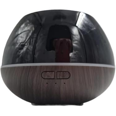 Imagem de Aromatizador Ultrassônico com Base de Madeira 180ml – Difusor de Óleos Essenciais com LED Decorativo para Aromaterapia (Marrom)