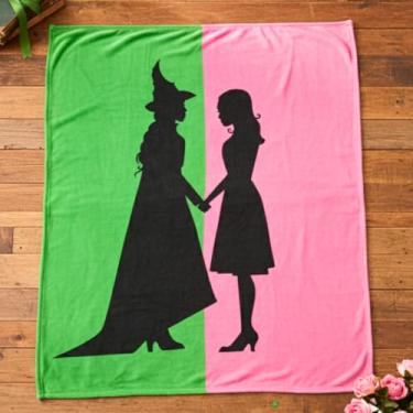 Imagem de Manta de cama Wicked Elphaba e Glinda - Cobertor aconchegante super macio - rosa e verde, 152 x 178 cm, (produto oficialmente licenciado) por Franco