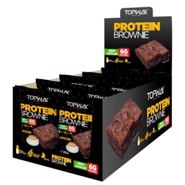 Imagem de Kit 10 Brownie proteico com whey sabor capuccino sem glúten topway 40g