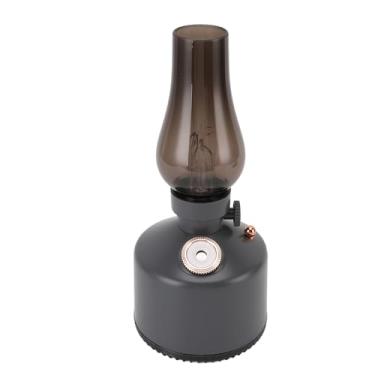 Imagem de Umidificador vintage com lâmpada, umidificador doméstico silencioso em forma de lâmpada de querosene, difusor de aromaterapia, 2 configurações de névoa, regulação contínua, 260 ml (cinza)