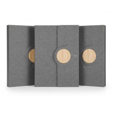 Imagem de Caderno de Anotações Ecológico, Capa em Tecido RPET com Detalhe em Bambu, 80 Folhas Pautadas, Suporte para Caneta, 21x16cm (3, Cinza)