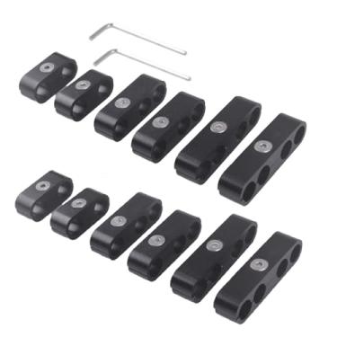 Imagem de ZHSYMX Kit de alumínio para separadores de fios de vela de ignição, divisor separador de fios de vela de ignição do motor de 7 mm 8 mm 9,5 mm (preto)