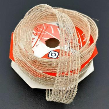 Imagem de Rolos Fita De Juta Bege Decoração Natalina 10mm 20m Kit 8pçs