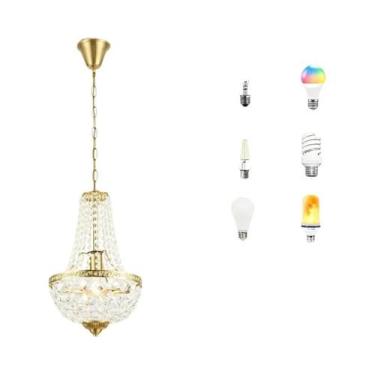 Imagem de Lustre De Cristal Vintage LED Dourado Premium Industrial Para Sala De 