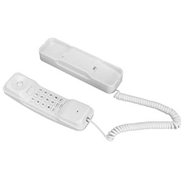 Imagem de Cryfokt Telefone Com Fio Durável Montável na Parede para Quartos de Hóspedes de Hotéis de Negócios Domésticos, Telefone Com Volume de Toque Ajustável Branco Com Função de Memória Flash para Hóspedes