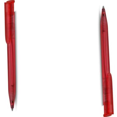 Imagem de Caneta Esferográfica de Papel Reciclado com Detalhes em PLA Biodegradável, Kit com 1 e 2 Unidades, Escrita Azul (Kit 2 Vermelho)