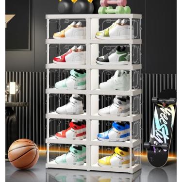 Imagem de CIMLORD Sapateira dobrável, organizador de armazenamento de sapatos de plástico grande e resistente para armário com portas magnéticas, transparente nos quatro lados, economiza espaço para vestiário