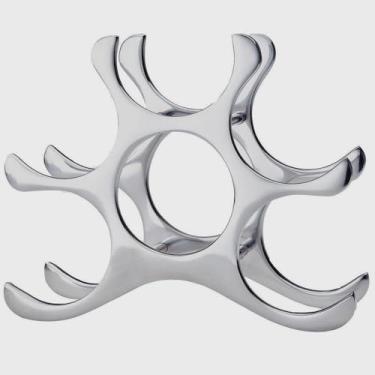 Imagem de Suporte para Garrafas de Vinho, Aço Inox, 6 Garrafas, 24,5 x 24 x 10 cm, Horizontal