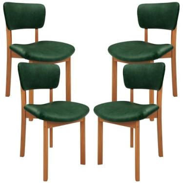 Imagem de Kit 4 Cadeiras Para Sala de Jantar Cozinha Living Estofada Dara L02 Couríssimo Verde Musgo - Lyam Decor