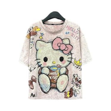 Imagem de 25 anos nova Hello Kitty Graffiti Series 3D Mesh respirável camiseta p