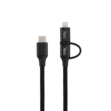 Imagem de Cabo USB 2 em 1: Type C - Type C e Lightning CE302 OEX - Preto