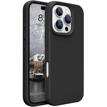 Imagem de Capa de silicone para iPhone 16 Pro Max leve, acabamento fosco liso preto
