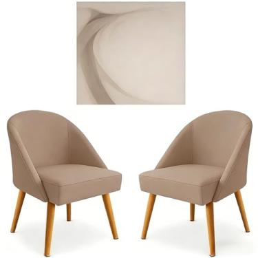 Imagem de Kit 2 Cadeiras de Jantar e Sala de Estar Lua - Decorativas Poltronas Estáticas, Ideal para Salão, Quarto e Recepção Residencial, Elegantes e Confortáveis (KIT 2 CAPUCCINO)