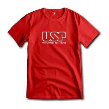 Imagem de Camiseta USP Logo Frente Grande Malha 100% Algodão Premium, G, Vermelh