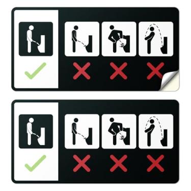 Imagem de 101SignCity Placa de vinil de uso correto de mictório de 20 cm x 10 cm (2 pacotes), adesivo masculino engraçado de etiqueta de banheiro, decalque autoadesivo de instruções de banheiro com ícones
