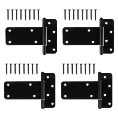 Imagem de Pubotlu Dobradiças de porta em T, dobradiça em T resistente, dobradiças T-Gate, dobradiças de alça de portão, ferragens forjadas pretas para cercas de madeira, porta de celeiro, portas de galpão (12,7