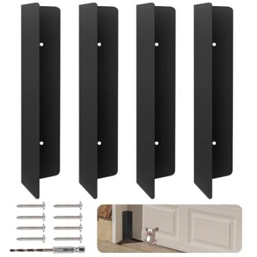 Imagem de Bompro 4 peças de protetor de mouse de vedação de porta de garagem, mouse de porta de garagem de aço inoxidável resistente e protetor de cobra, solução permanente (preto)