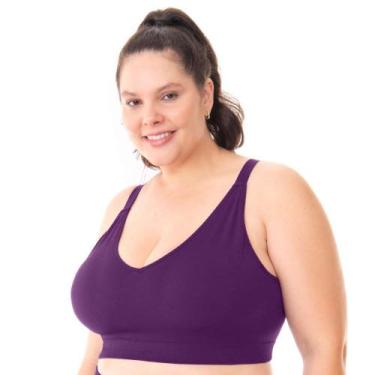 Imagem de Top Fitness Rib com bojo removível em jacquard Uva - Trend, G2