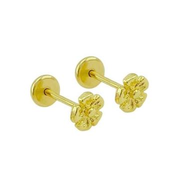 Imagem de Brinco Baby Florzinha Mini Folheado a Ouro - Ideal para Bebês e Crianç