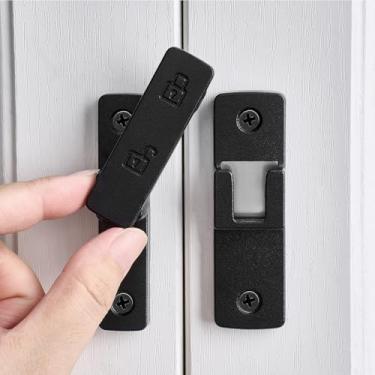 Imagem de Wocoe Trava de porta de celeiro de liga de zinco de 180 graus, trava de porta flip premium para armário, banheiro, cerca de jardim, janela de galpão (1, preto fosco)