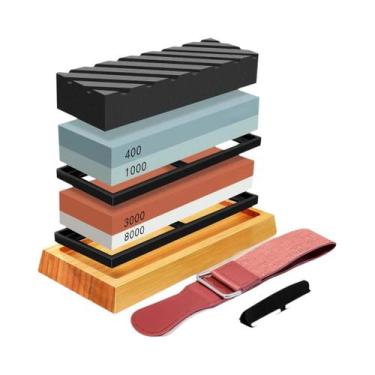 Imagem de Conjunto Profissional De Pedras De Afiar Facas 400/1000 3000/8000 Grit