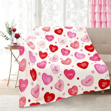 Imagem de Cobertor supermacio, aconchegante e de pelúcia para sofá e cadeira, cobertores e mantas de coração de amor (127 x 152 cm)