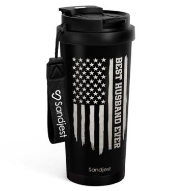 Imagem de Presente para marido da esposa, copo de café com tampa 2 em 1 de aço inoxidável, 510 g, caneca de viagem isolada Best Husband Ever para homens, pais, papai, ideia de presente para aniversário, Natal