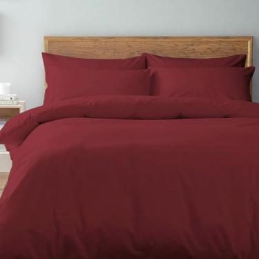 Imagem de Pizuna Capa de edredom king 3 pecas algodao Rio Rojo, 400 fios de algodão 100% sateen de fibra longa capa de edredão 285x265 cm com fecho de botão oculto