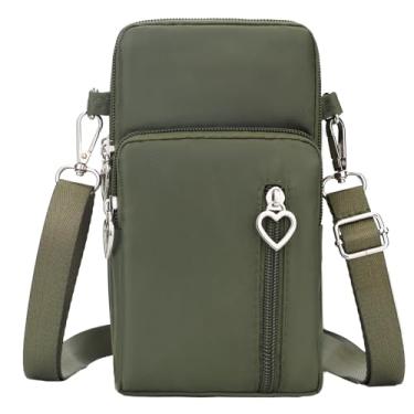 Imagem de JANKS Bolsa transversal pequena para mulheres - Mini bolsas de telefone com alça transversal e carteira - bolsa de braço de nylon, A - verde-oliva, Bolsa de mão